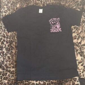 Black T-Shirt with Pink Graphic